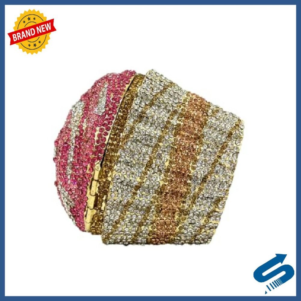 Crystal Cupcake Evening Clutch Bag with Chain Strap Mini Size - Picture 7 of 8